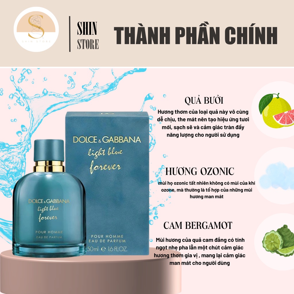 Nước Hoa Nam Nữ Dolce & Gabbana Light Blue Forever Pour Homme EDP 100ml - Hương thơm nam tính, quyến rũ, thanh mát