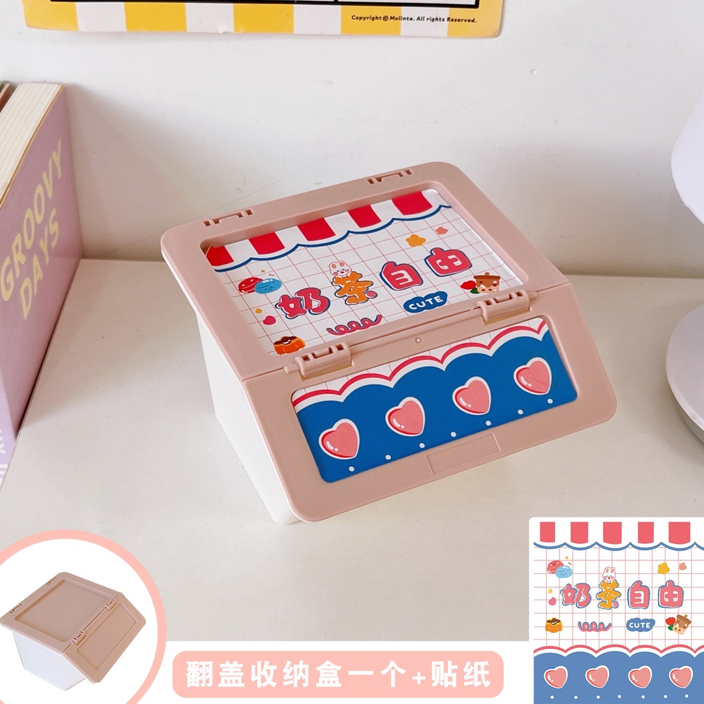 (Bán Buôn Sỉ) Hộp Đựng Trang Sức Nắp Lật Họa Tiết Hoạt Hình Dễ Thương Có Thể Xếp Chồng