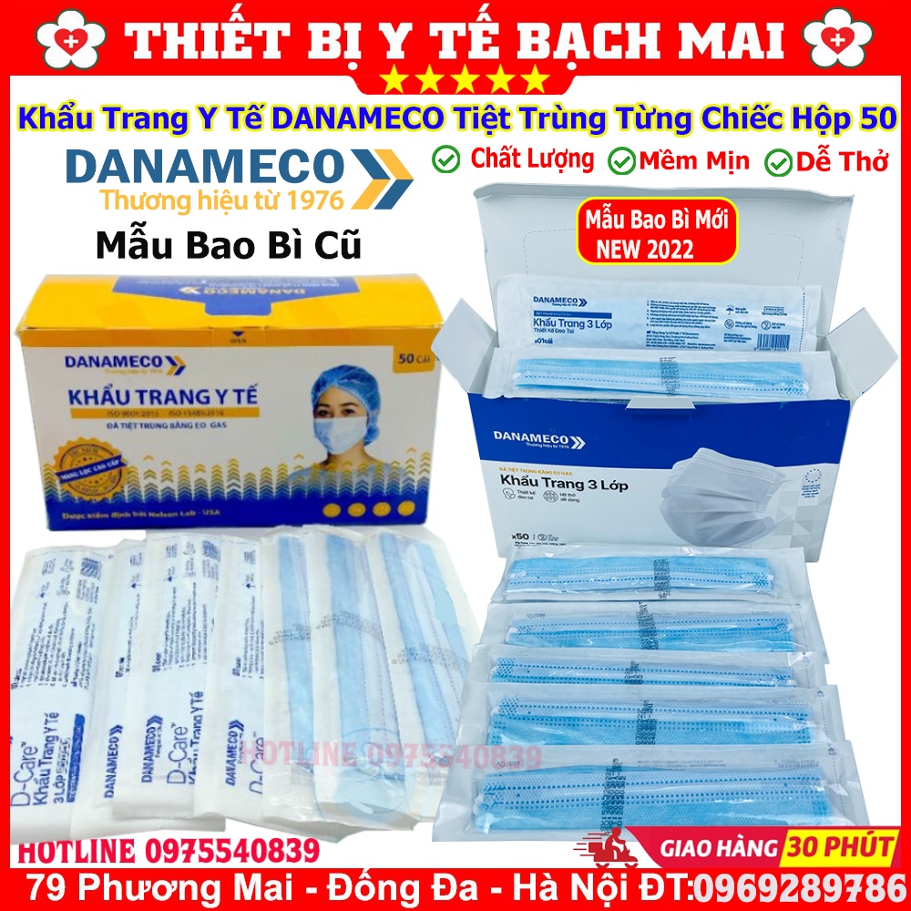 Khẩu Trang Y Tế Danameco Tiệt Trùng Từng Chiếc [Hộp 50 cái]