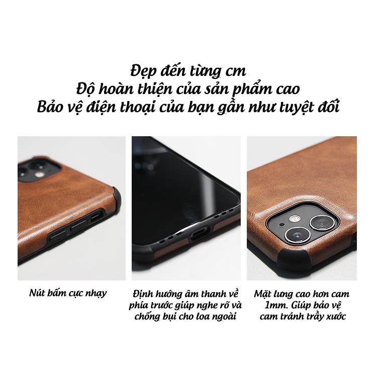 Ốp lưng da chống sốc dành cho iP 7/8/SE 2020/7 Plus/8 Plus/X/XS/XS Max/XR/11/11 Pro/11 Pro Max/12/12 Mini/12Pro/12ProMax