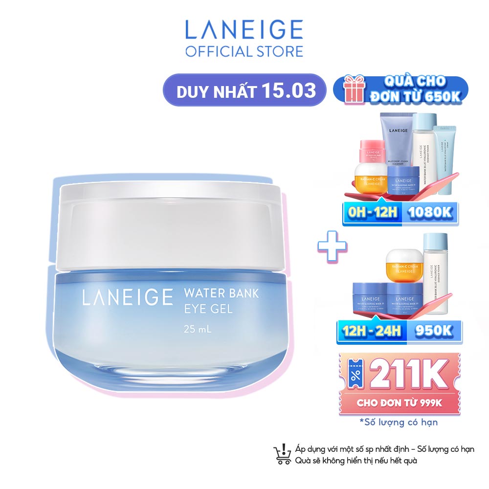 [Mã FMCGMALL -8% đơn 250K] Kem dưỡng ẩm giảm bọng mắt Laneige Water Bank Eye Gel 25ml