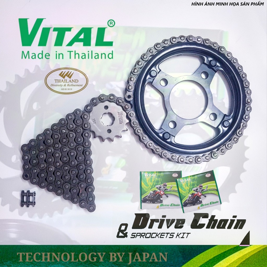 Nhông sên dĩa xe Smash, Best TQ, Revo, X-Bike, Axelo 110, Shougun R thương hiệu Vital (428-100L, 35T-14T )