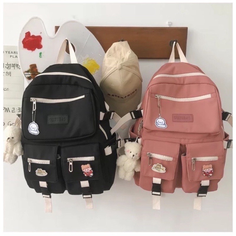 Balo ulzzang đi học chống thấm nước - 2 HỘP DÂY KÉO NGANG