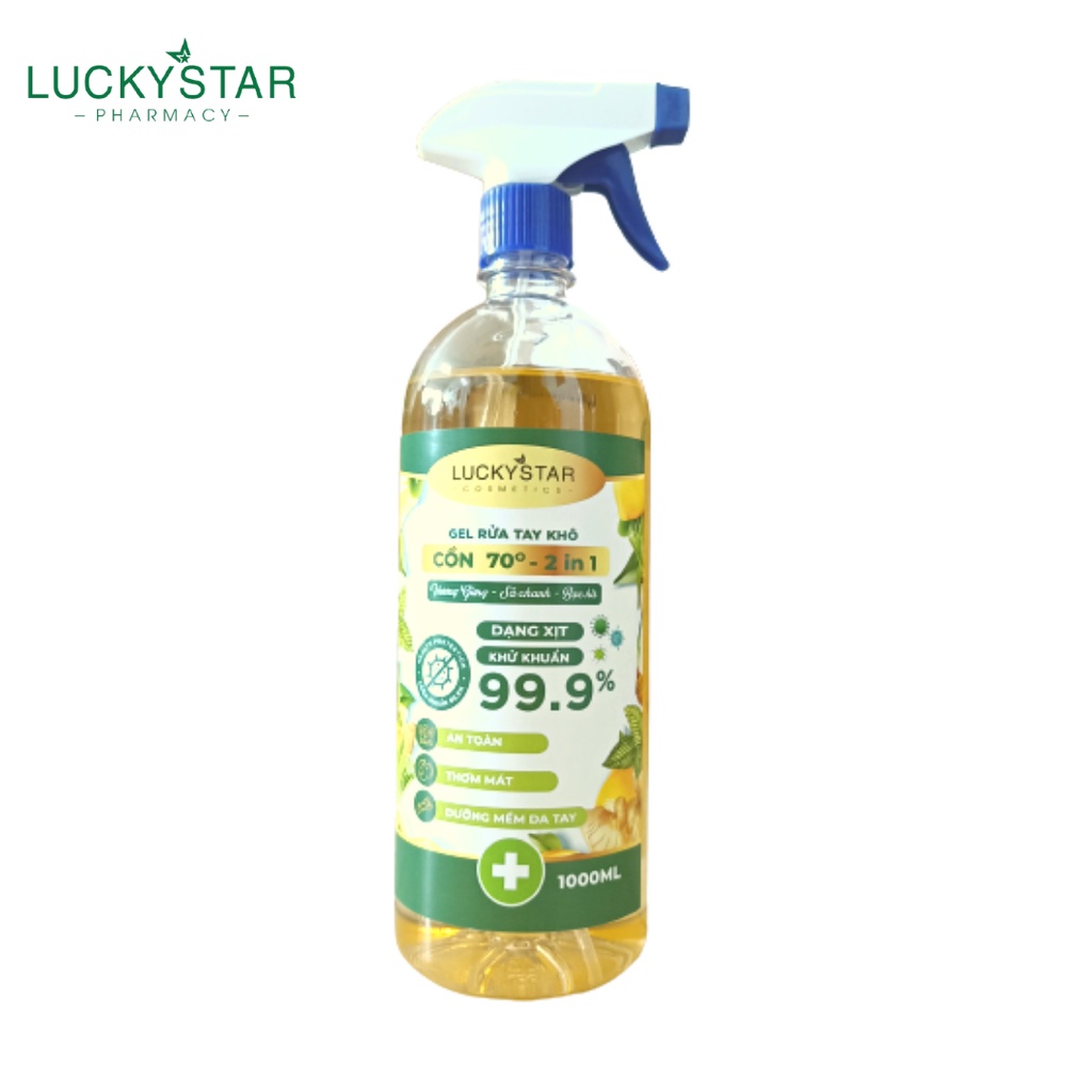 Xịt Khử Khuẩn (Gừng + Sả Chanh + Bạc Hà) Lucky Star 1000ML