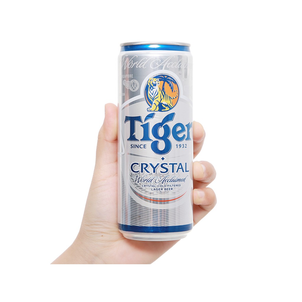 Thùng 24 lon bia Tiger Crystal (tiger bạc - lon cao) 330ml