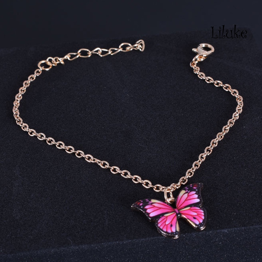 Lắc Chân Hợp Kim Trang Trí Mặt Hình Bươm Bướm Nhiều Màu Sắc Cho Nữ