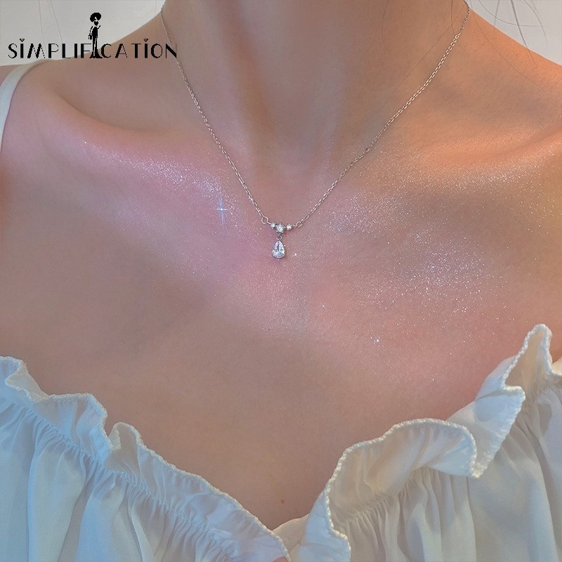 Vòng cổ Mặt Hình Giọt Nước Đính Đá Zircon Đơn Giản Thời Trang Mùa Hè