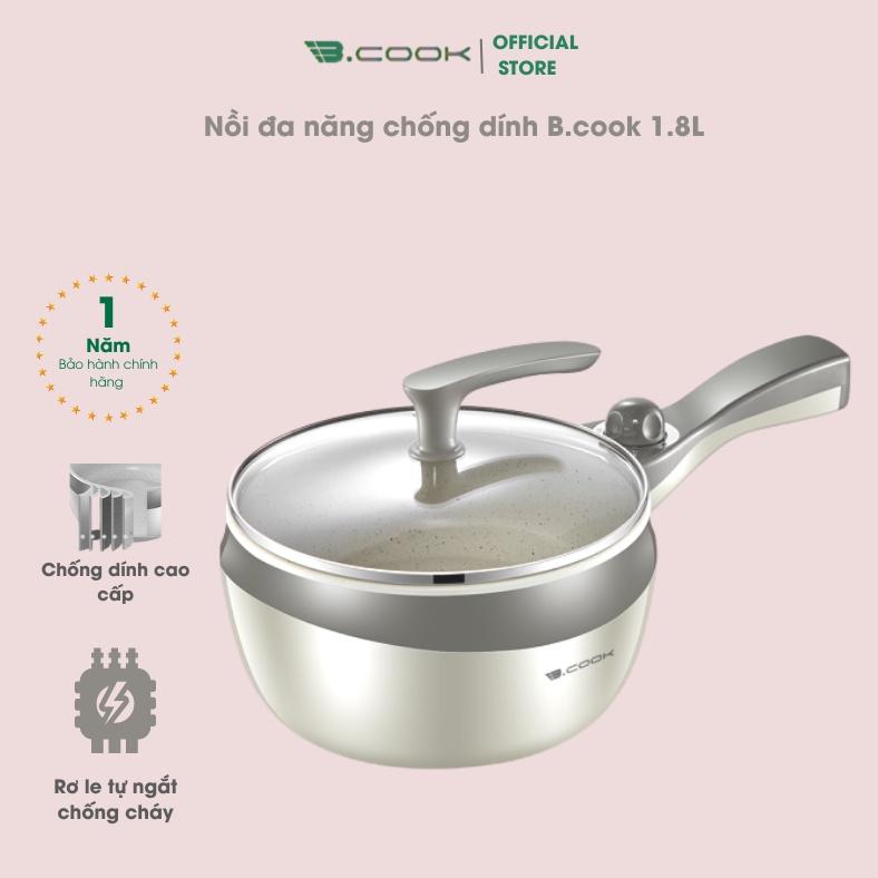 Nồi Lẩu Điện, Nồi Nấu Đa Năng, Nấu Canh, Nấu Cháo, Chiên, Xào, Kho, Dung Tích 1.8L - Hàng Chính Hãng Bảo Hành 6 Tháng