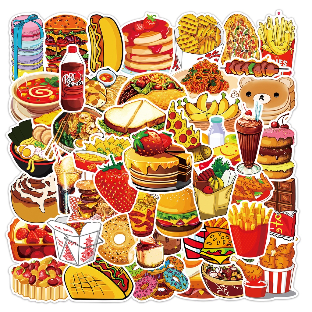 [50 Hình] Hình dán sticker trà sữa, đồ ăn cafe dán trang trí