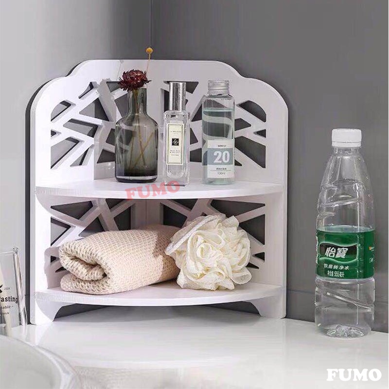 Kệ đựng đồ nhà tắm nhà bếp 2 tầng kệ góc tường nhỏ gọn tiện lợi FUMO SP023
