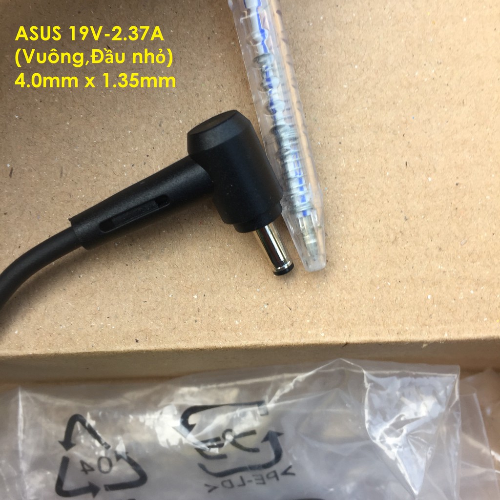 SẠC LAPTOP ASUS 19V 3.42A (65W) (Vuông, Đầu nhỏ) kích thước đầu ghim (4.0 x 1.35 mm) (ADAPTER)  bh 12 tháng