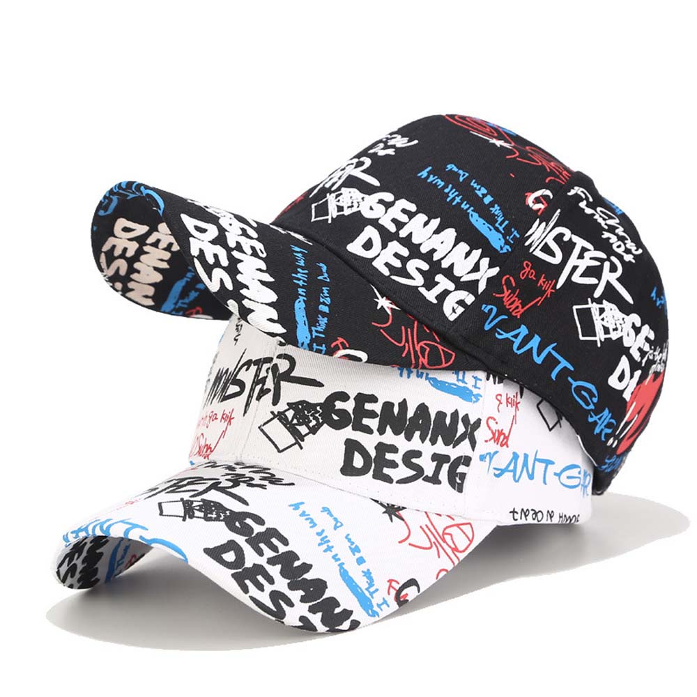 Mũ lưỡi trai cotton in họa tiết graffiti phong cách hip hop thời trang cho nam và nữ