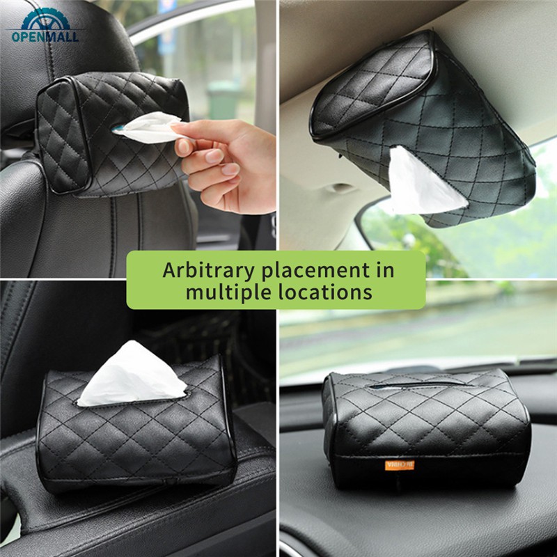 Hộp đựng khăn giấy bằng da giả có khóa kéo trên xe hơi tiện lợi