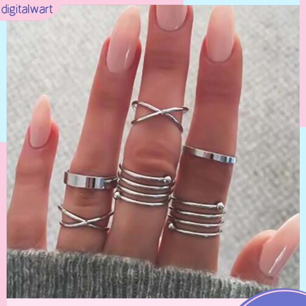 Set 6 Nhẫn Đeo Khớp Ngón Tay Vintage Cho Nữ