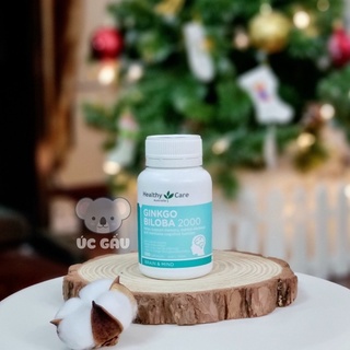 Viên uống bổ não Healthy Care Ginkgo Biloba 2000 mg, Úc (100 viên) tăng tuần hoàn máu não, cải thiện nhận thức, trí nhớ