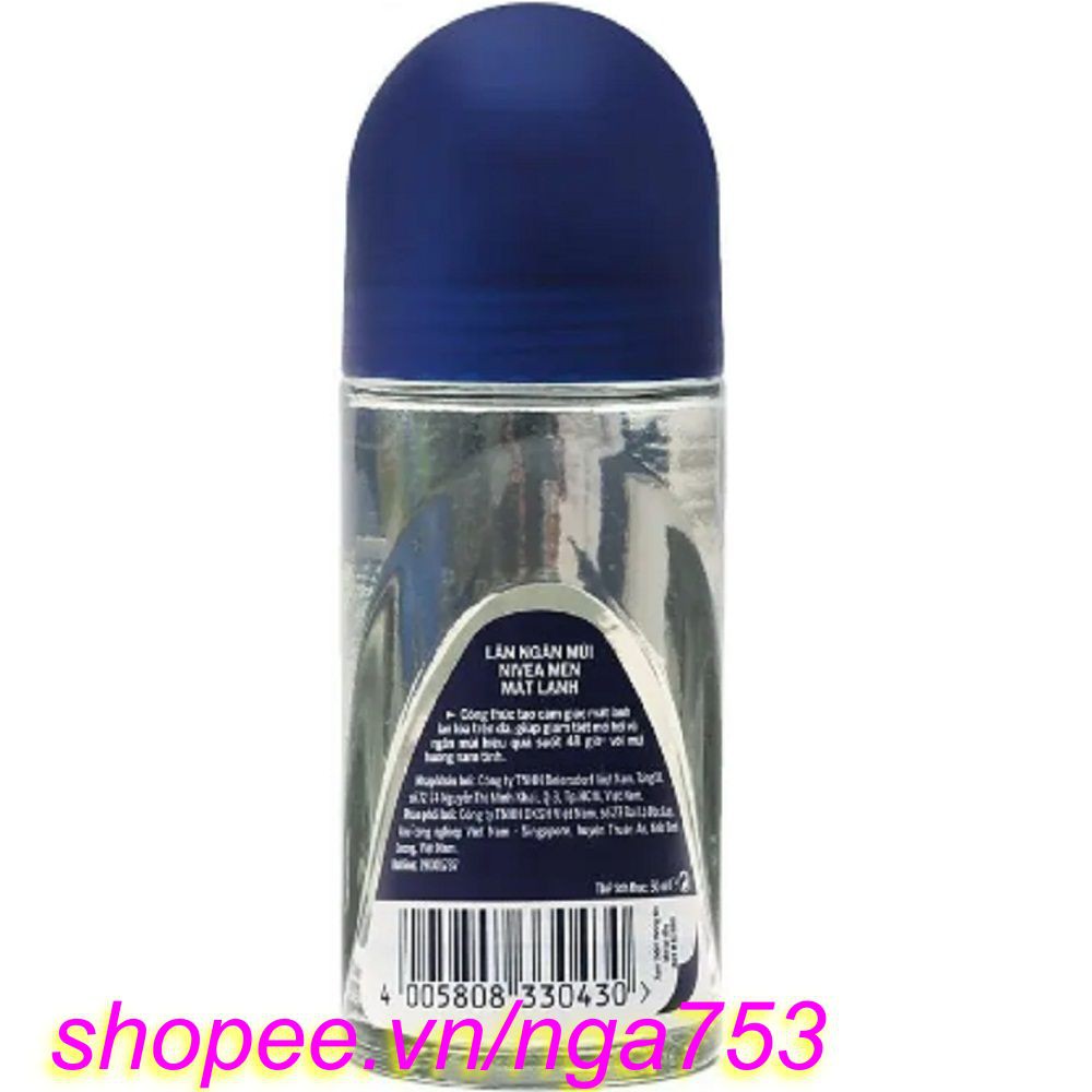 Lăn Khử Mùi Nivea Nam 50ml Mát Lạnh Cool Kick chính hãng
