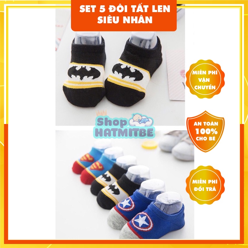 Sét 5 đôi len Siêu nhân cho bé