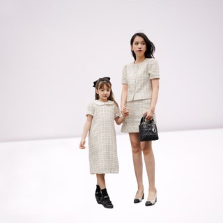 De Leah - Set Đầm Suông Tweed Tay Bồng - Thời trang Mẹ và Bé