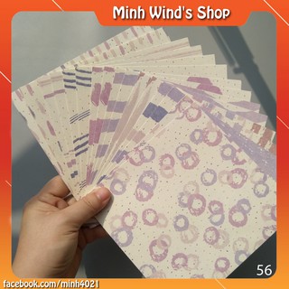 [56] Bóng Tím - Giấy in họa tiết Vintage làm Lovebox, scrapbook, mini album