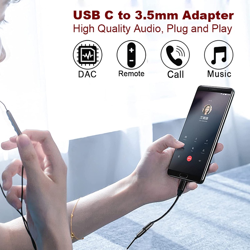 Giắc Cắm Chuyển Đổi Từ USB C Sang Cổng Âm Thanh Aux 3.5mm Và Điều Khiển Âm Lượng 3.5mm