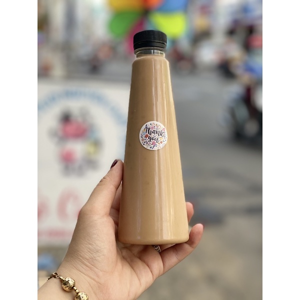 Chai Nhựa Tam giác/vuông/Dẹp Đựng Trà Sữa 330ml- Đã Kèm Nắp Đen