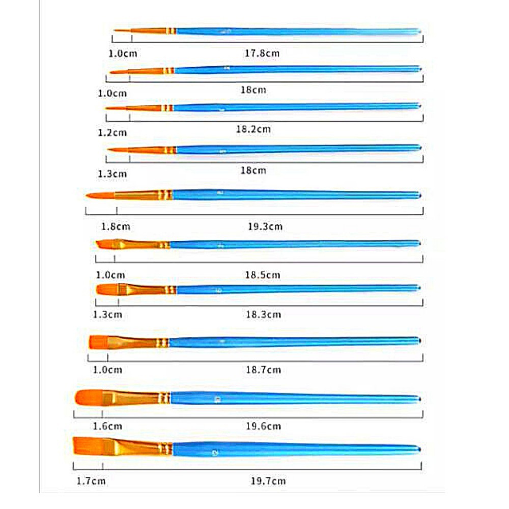 [HÀNG SẴN][10 CÂY]-Bộ cọ vẽ chuyên dụng vẽ màu nước sơn dầu màu acrylic - Bút lông vẽ tranh tiện lợi nhiều kích cỡ