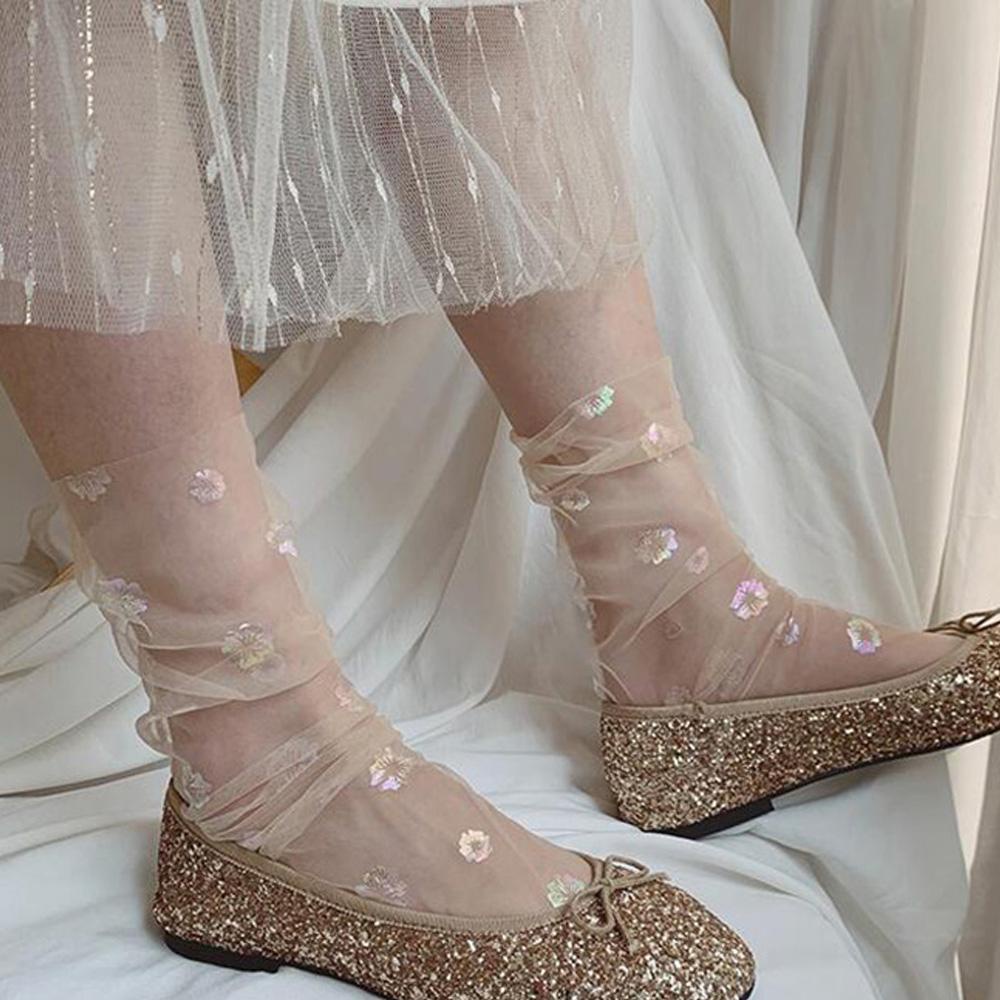 Vớ Vải Tuyn Xuyên Thấu Họa Tiết Hoa Thời Trang Cho Nữ