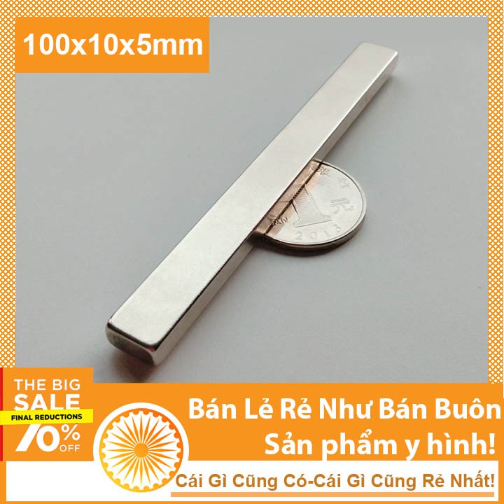 Nam châm đất hiếm 100x10x5mm siêu từ tính