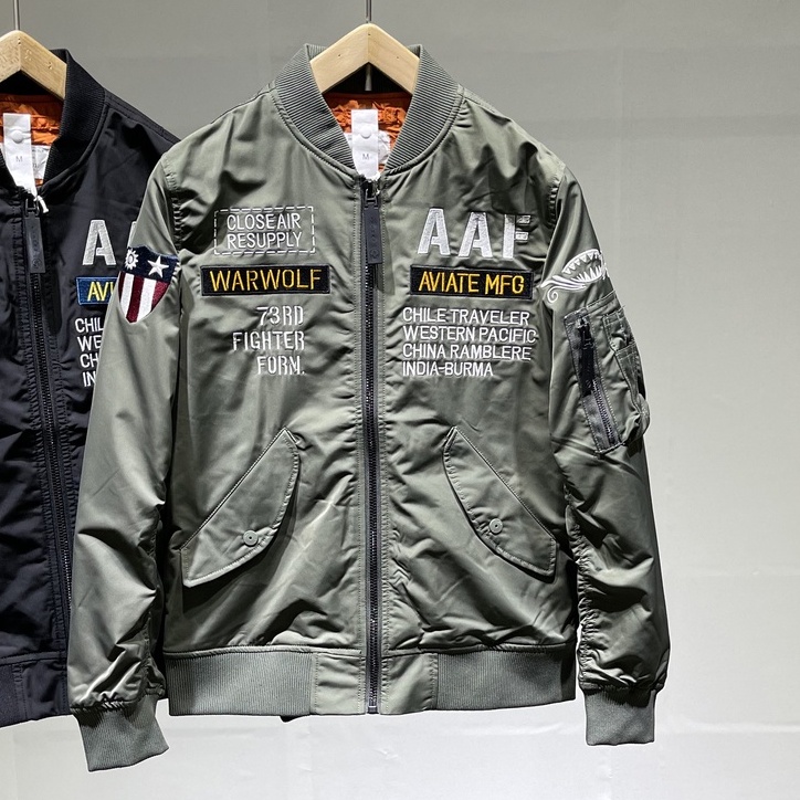 Áo khoác bomber thêu,áo Pilot Bomber jacket Ma1 2 lớp họa tiết thêu cho nam
