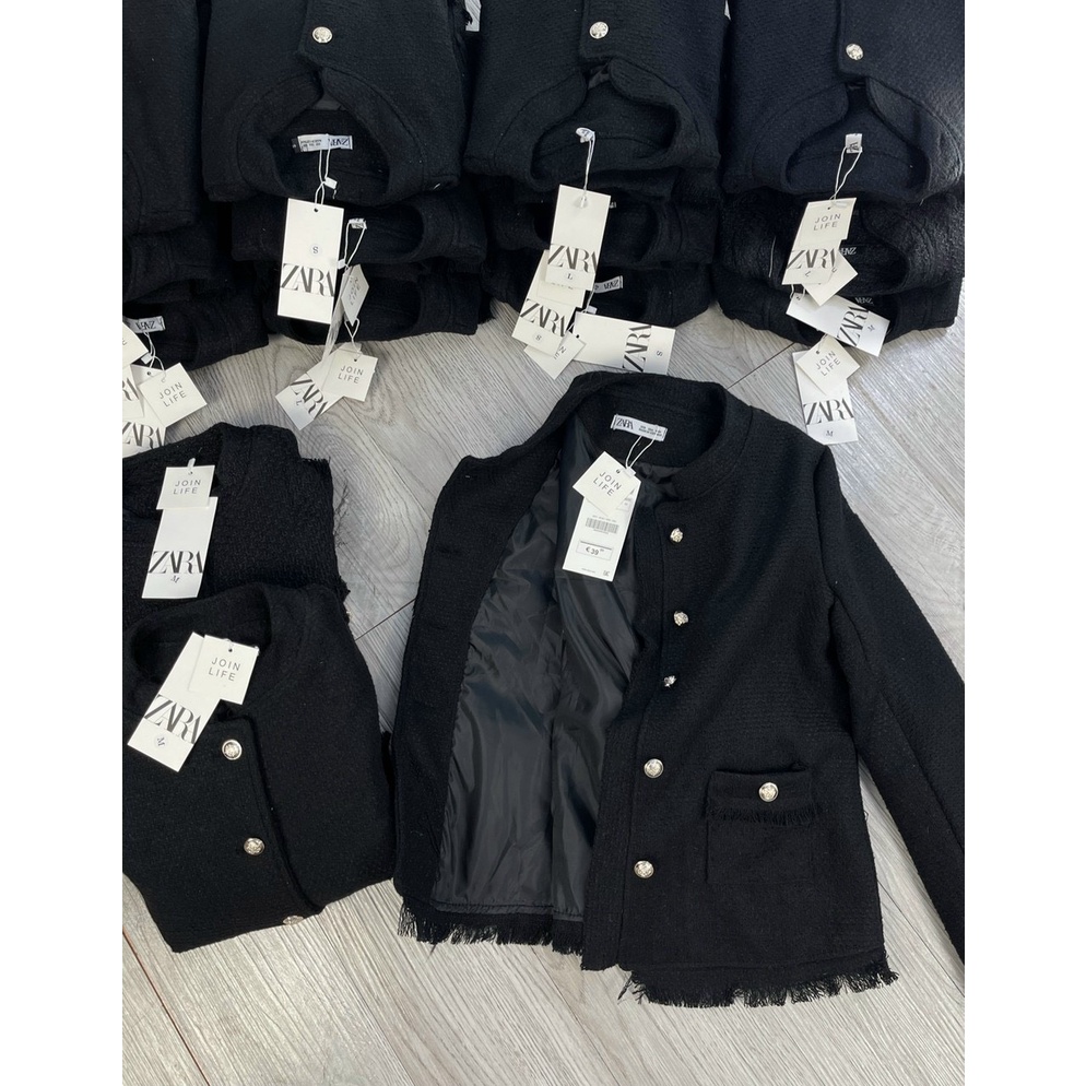 Áo khoác dạ TWEED za.ra nữ 2 lớp cúc đồng hàng dày dặn cao cấp