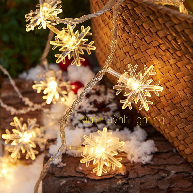 Dây đèn led bông tuyết trang trí giáng sinh, decor nhà cửa