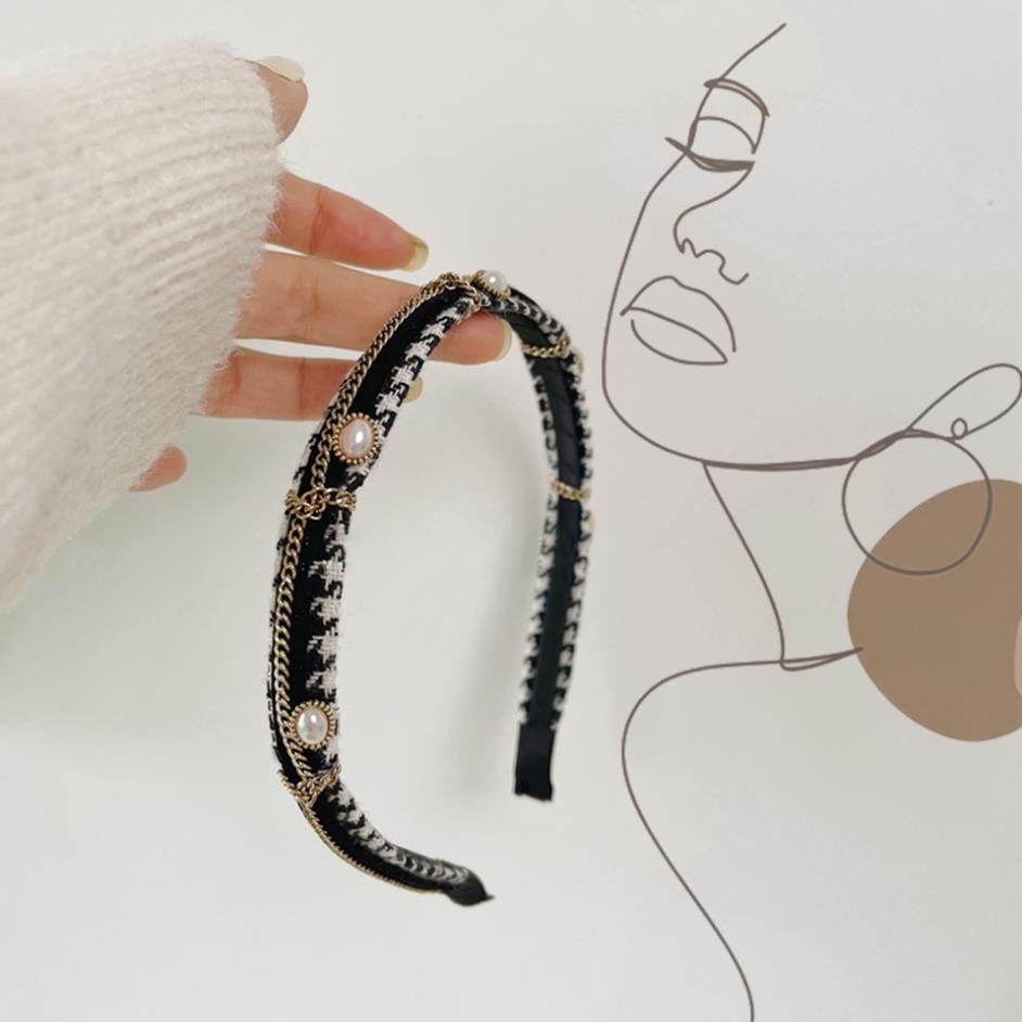 [FREESHIP] Bờm tóc vải kẻ caro đính ngọc, nhỏ gọn, bền đẹp, phong cách hiện đại, Hàn Quốc, June accessories