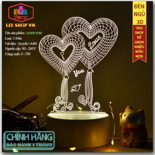 ✅[ Chính Hãng] Đèn Ngủ 3D Thay Đổi 3 Màu Sắc - Mẫu Love You - Là Món Quà Ý Nghĩa Cho Bạn Và Người Thân Yêu