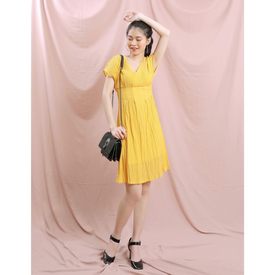 Đầm nữ ngắn tay cánh dơi cúp ngực, cổ tim sánh điệu TK FASHION DK890