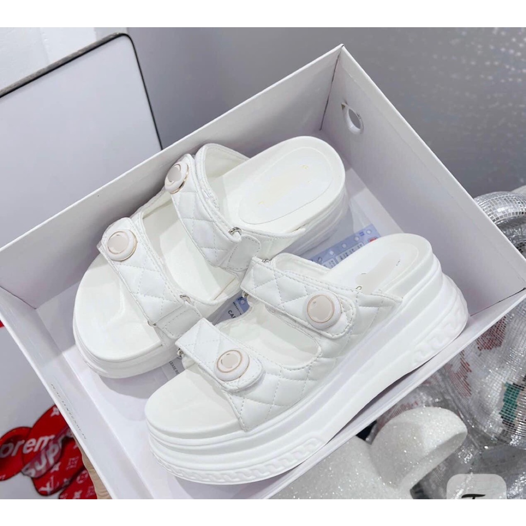Dép Nữ 2 Quai Ngang dán trần chỉ phong cách hàn quốc hàng full box