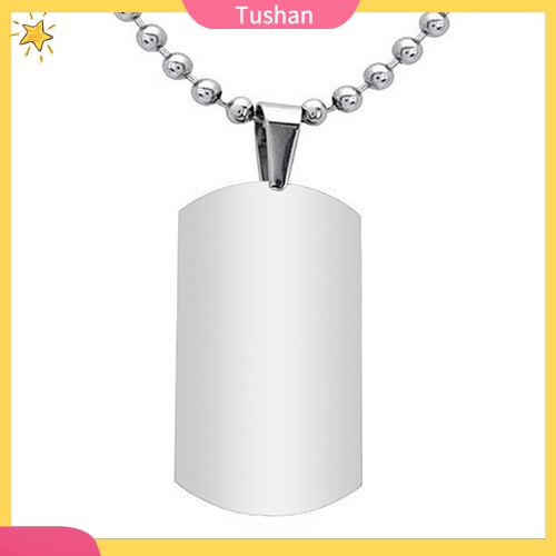 TUSH_Men's Women's Punk Fashion 316L Stainless Steel Polished Rectangular Dog Tag Necklace