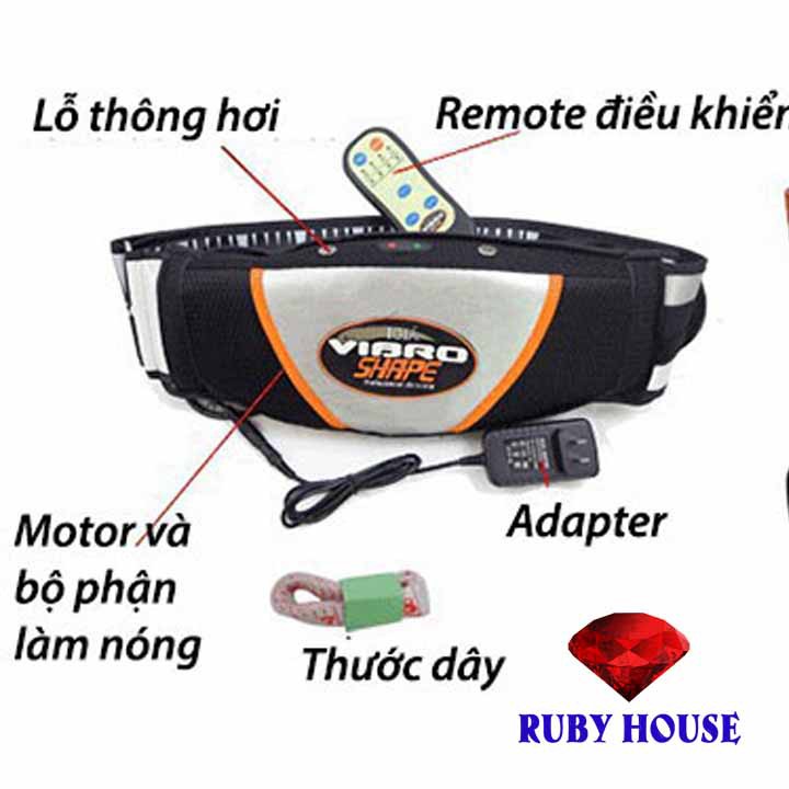 [BH 1 đổi 1]Đai rung nóng Vibro Shape CHÍNH HÃNG, Đai massage giảm mỡ toàn thân HIỆU QUẢ NHANH-Ruby House