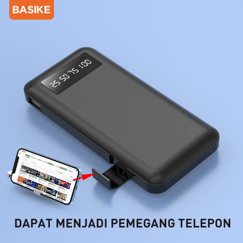 Pin Sạc dự phòng 10000mAh BASIKE đầu ra USB kép nhỏ gọn mang theo đi chơi cho iPhone Samsung Huawei Oppo