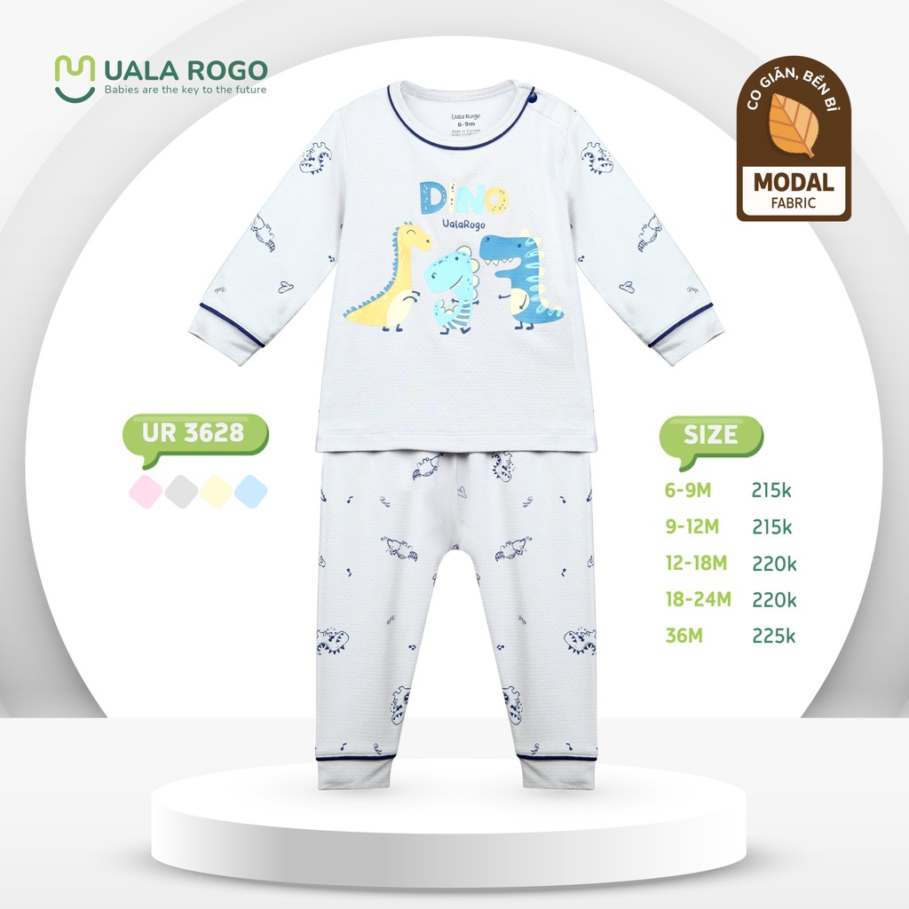 UR3628 Bộ dài tay cài vai UalaRogo vải modal mỏng (6-36M)