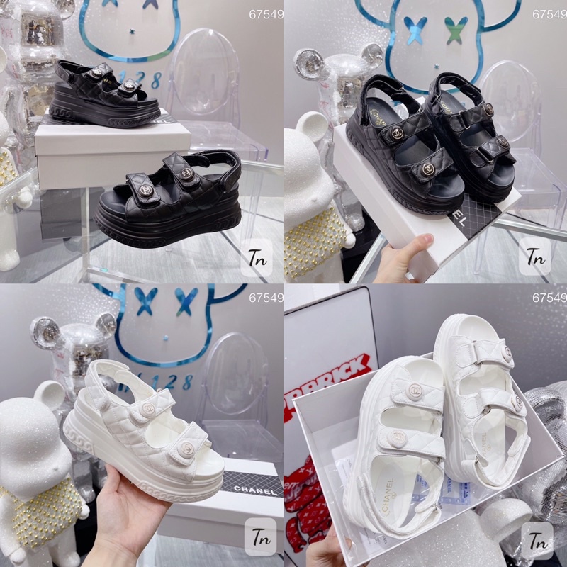 sandal chanel thể thao quai dán đế cao fullbox