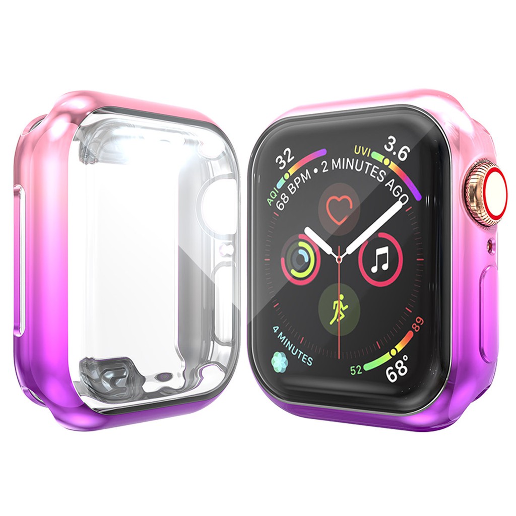 Vỏ bảo hiểm đầy đủ Super Thin Slim Slim Apple Watch Bảo vệ Vỏ nhiều màu Gradient Mạ đồng hồ Vỏ TPU Cover