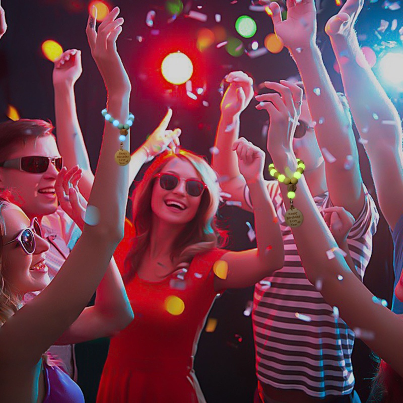 Vòng Tay Chuỗi Hạt Silicone Màu Dạ Quang Co Giãn