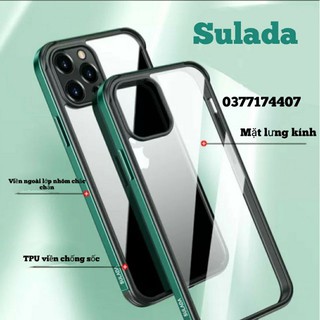 Ốp lưng kính Sulada viền màu cho iPhone 12 Mini, 12, 12 Pro, 12 Pro Max chống sốc siêu đẹp
