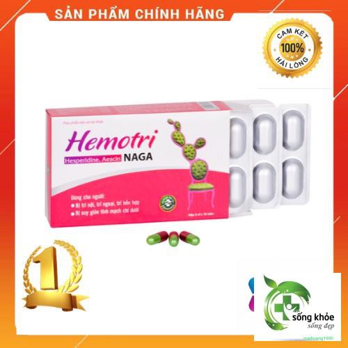 Viên Uống Hemotri NAGA- dùng cho người trĩ nội, trĩ ngoại và suy Tĩnh mạch, táo bón gây chảy máu