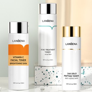 Bộ 3 toner Lanbena vitamin C + peptide vàng 24K + giảm mụn giúp dưỡng ẩm làm trắng da chống nếp nhăn lão hóa hiệu quả