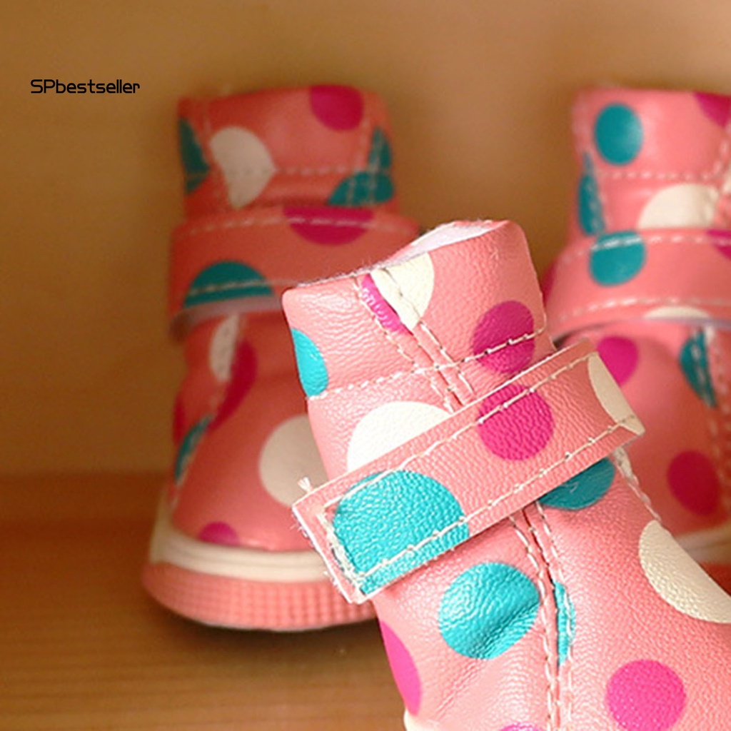 Bộ 4 Giày Bốt Giả Da Bắt Mắt Cho Thú Cưng