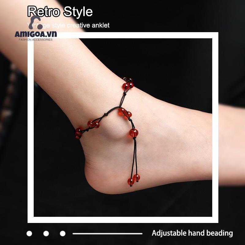 ✨✨Lắc chân nữ chỉ đỏ đính hạt phong cách Hàn Quốc