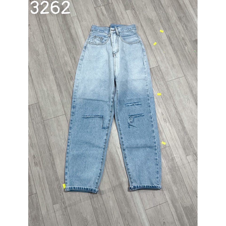 [ HÀO HÙNG ] QUẦN BAGGY JEAN NỮ LƯNG CAO LOANG MÀU XANH RÁCH 2 VẠT 1 SỌC CÁ TÍNH LAI CUỐN CAO CẤP HADI VƯỢT MỌI GIỚI HẠN
