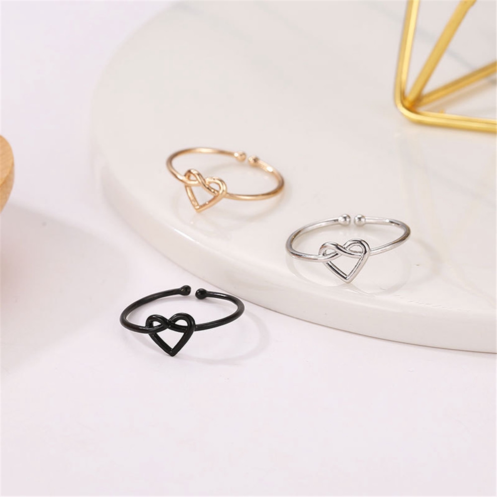 Nhẫn đeo tay kim loại tạo hình trái tim phong cách Hàn Quốc cho nữ