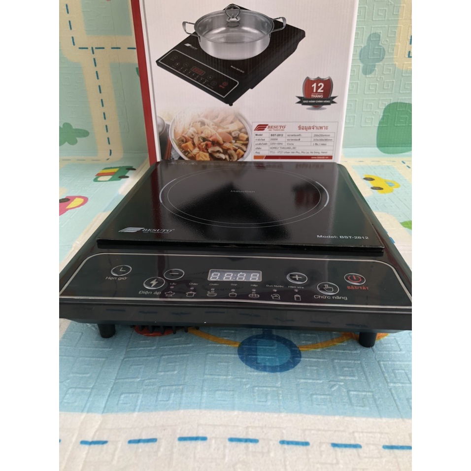 Bếp Từ đơn Besuto 2812 Xuất xứ Thái Lan, Tặng kèm nồi lẩu Siêu cao cấp D26 cm, Mặt kính cường lực siêu bền, điện áp 2000